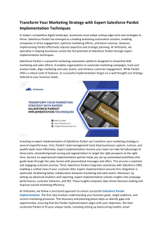 Transform Your Marketing Strategy with Expert Salesforce Pardot Implementation Techniques
