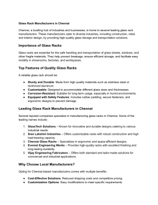 Glass Rack Manufacturers in Chennai