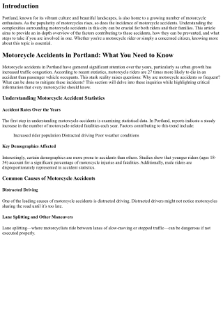 Motorcycle Accidents in Portland: What You Need to Know