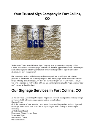 Your Trusted Sign Company in Fort Collins, CO