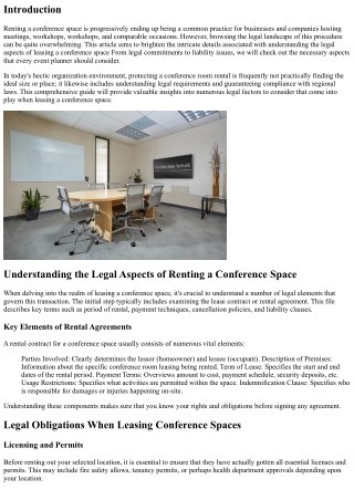Comprehending the Legal Aspects of Leasing a Conference Location