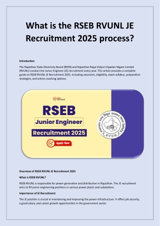 RSEB RVUNL JE 2025 Recruitment: Exam, Syllabus & Online Coaching