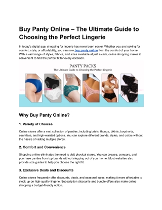 Buy Panty Online
