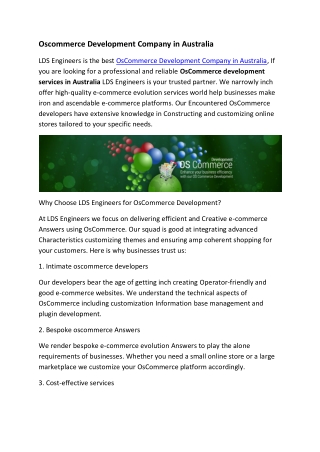 Oscommerce Development Company in Australia