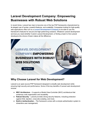 Laravel Development Company_ Empowering Businesses with Robust Web Solutions