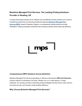 Berkshire Managed Print Services
