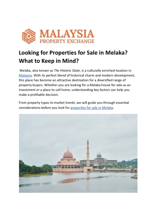 Buying Property in Melaka? Key Tips to Know