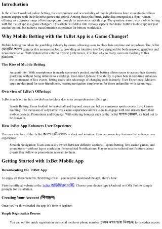 Why Mobile Betting with the 1xBet App is a Game Changer!
