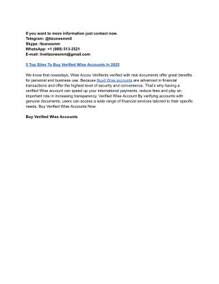 5 Top Sites To Buy Verified Wise Accounts In 2025