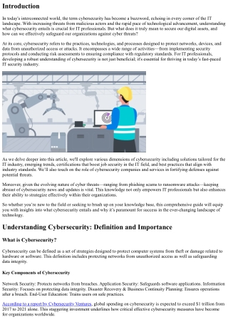 What is Cybersecurity? An Introduction for IT Professionals