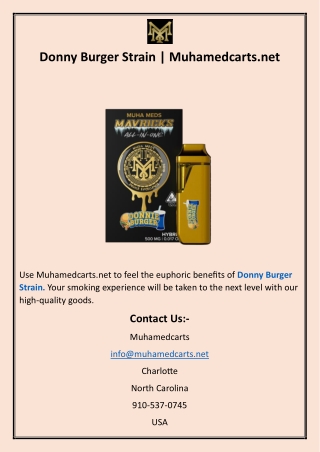 Donny Burger Strain​  Muhamedcarts.net
