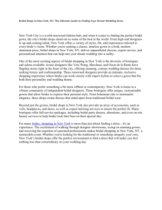 Bridal Shops in New York, NY_ The Ultimate Guide to Finding Your Dream Wedding Dress