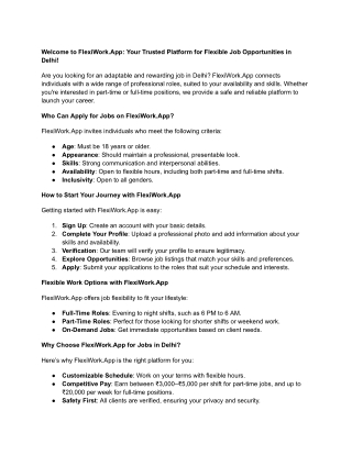 Welcome to FlexiWork.App: Your Trusted Platform for Flexible Job Opportunities i