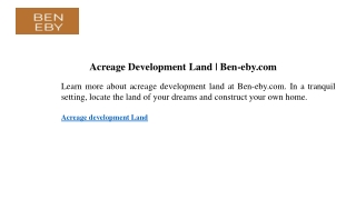 Acreage Development Land Ben-eby.com