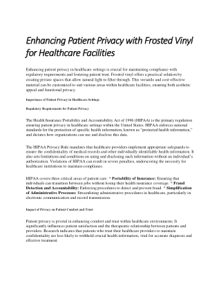 Enhancing Patient Privacy with Frosted Vinyl for Healthcare Facilities