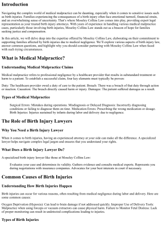 Moseley Collins Law: Your Trusted Birth Injury Attorneys