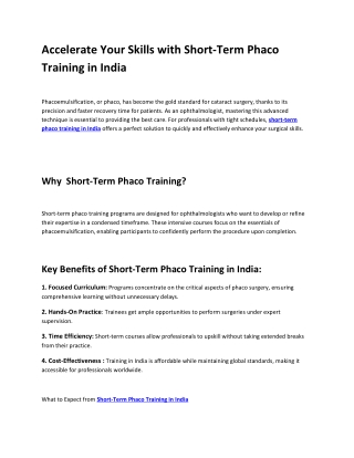 Accelerate Your Skills with Short term