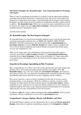 Best Surgeon in Kanpur | Hernia Surgeon | Gastro | Gall Bladder Doctor | Varicos