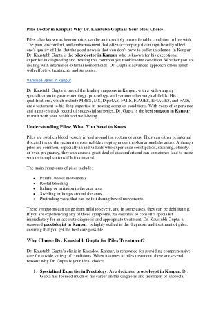 Best Surgeon in Kanpur | Hernia Surgeon | Gastro | Gall Bladder Doctor | Varicos