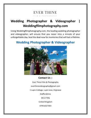 Wedding Photographer & Videographer  Weddingfilmphotography.com