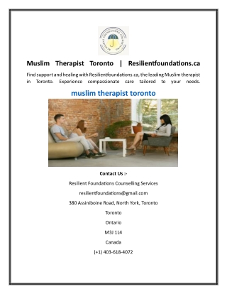 Muslim Therapist Toronto  Resilientfoundations.ca