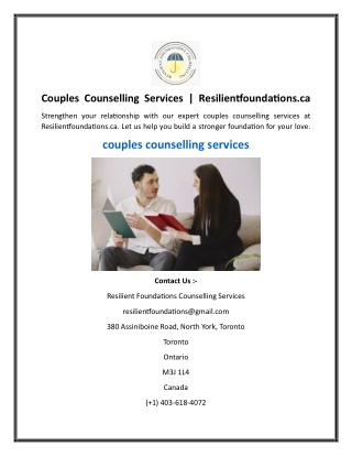 Couples Counselling Services  Resilientfoundations.ca