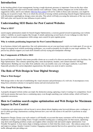 How to Combine web optimization and Web Design for Maximum Impact in Pest Contro