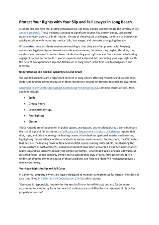 Protect Your Rights with Your Slip and Fall Lawyer in Long Beach