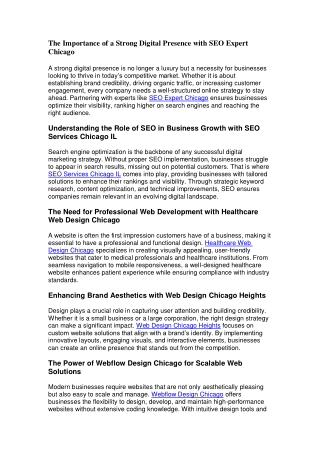 The Importance of a Strong Digital Presence with SEO Expert Chicago