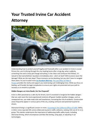 Your Trusted Irvine Car Accident Attorney