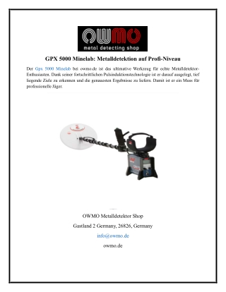 GPX 5000 Minelab Metalldetektion auf Profi-Niveau