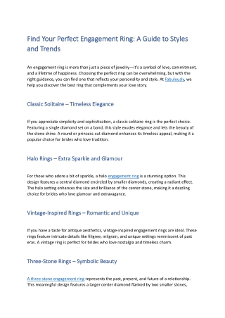 Find Your Perfect Engagement Ring