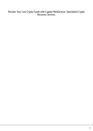 Reclaim Your Lost Funds with Captain WebGenesis: Crypto Recovery Services