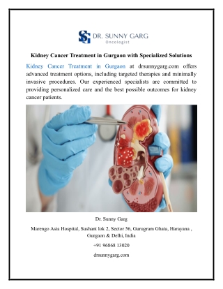 Kidney Cancer Treatment in Gurgaon with Specialized Solutions