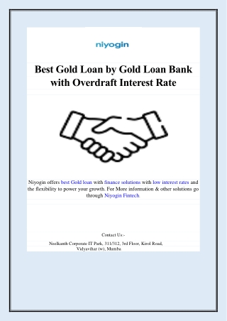 Best Gold Loan by Gold Loan Bank with Overdraft Interest Rate