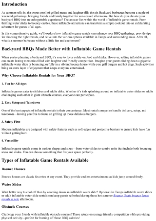 “Backyard BBQs Made Better with Inflatable Game Rentals”