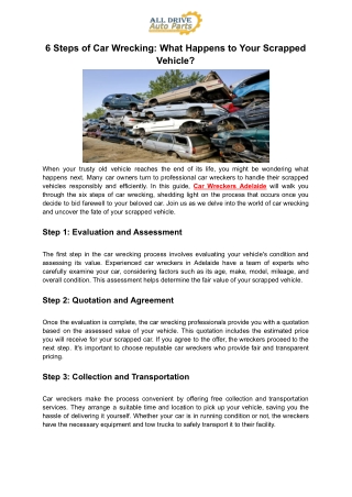 6 Steps of Car Wrecking What Happens to Your Scrapped Vehicle