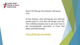 Stem Cell Therapy San Antonio Advanced Care