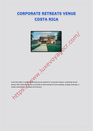 CORPORATE RETREATS VENUE  COSTA RICA