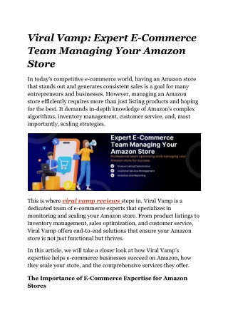 Viral Vamp_ Expert E-Commerce Team Managing Your Amazon Store