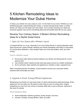 5 Kitchen Remodeling Ideas to Modernize Your Dubai Home