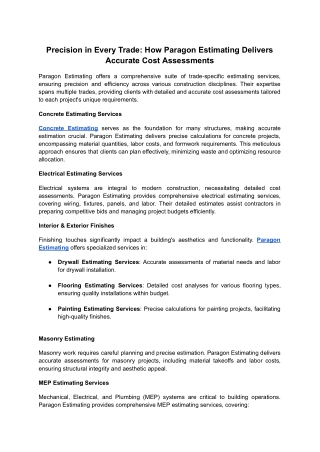 Precision in Every Trade_ How Paragon Estimating Delivers Accurate Cost Assessments