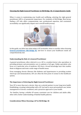 General Practitioner in Old Bridge, NJ