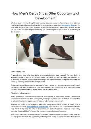 How Men's Derby Shoes Offer Opportunity of Development