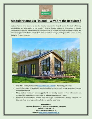 Modular Homes in Finland Why Are the Required