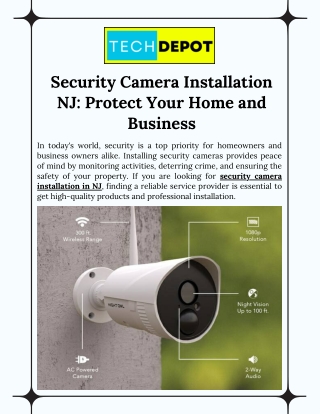 Professional Security Camera Installation NJ