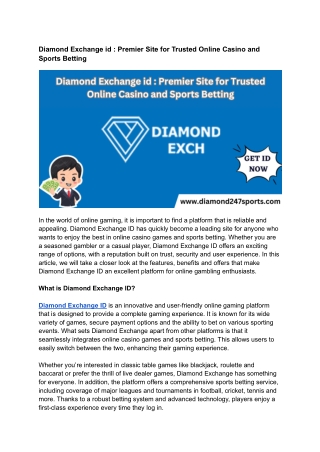 Diamond Exchange id _ Premier Site for Trusted Online Casino and Sports Betting