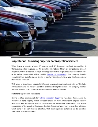 InspectaCAR Providing Superior Car Inspection Services
