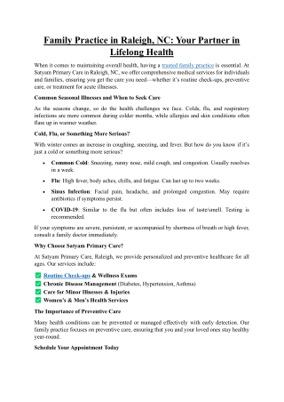 31 1 Family Practice in Raleigh