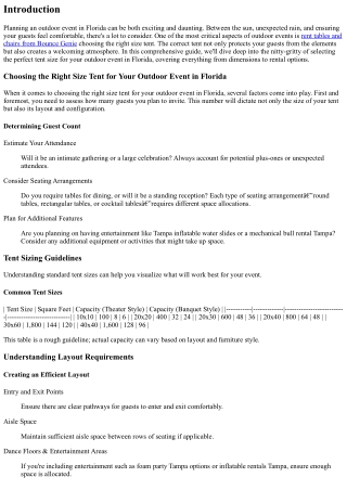 Choosing the Right Size Tent for Your Outdoor Event in Florida